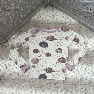 Burt’s Bees Kids pastel outer space long sleeve top girls size 6 loungewear fall